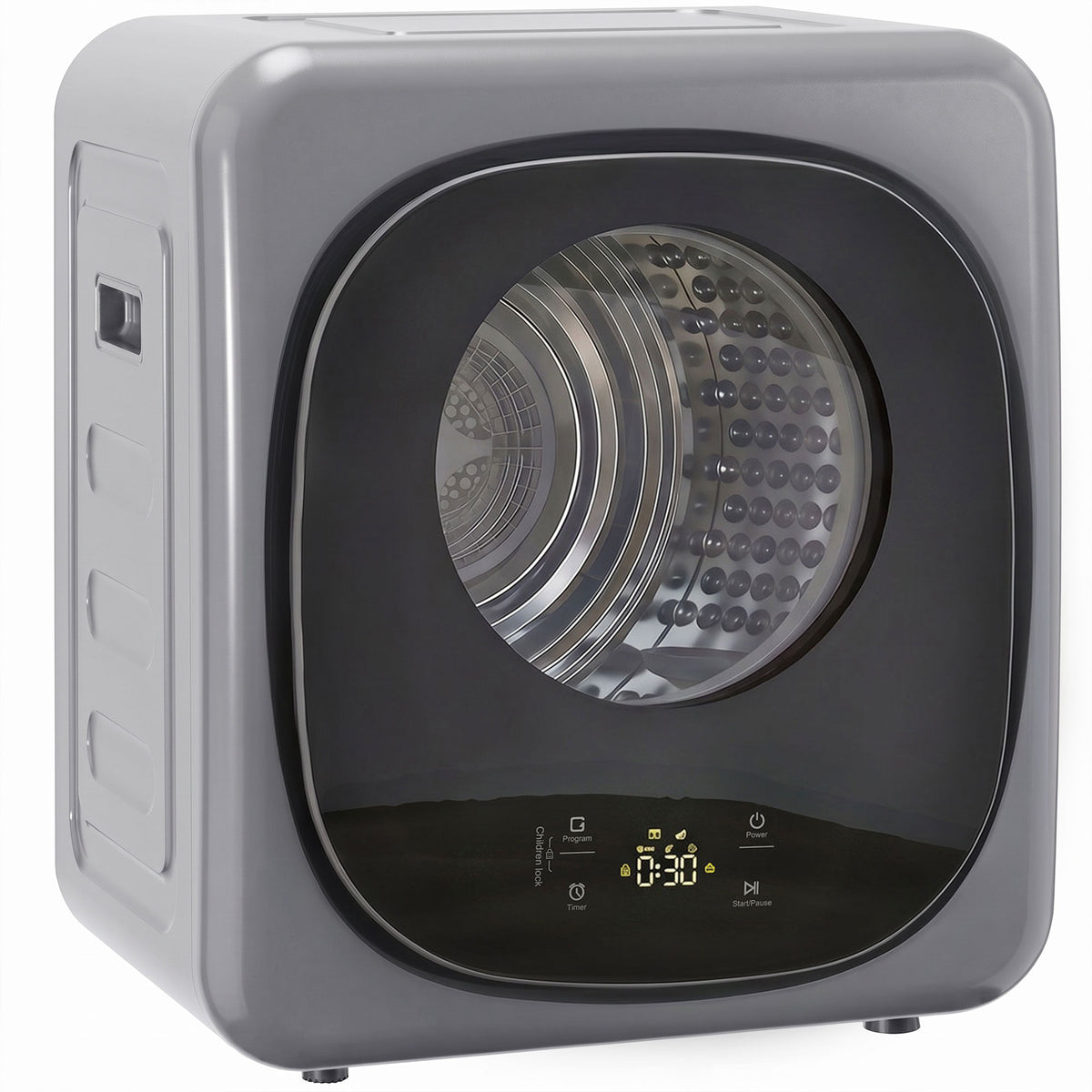 Photo of HOMCOM 4kg Vented Tumble Dryer with 5 Drying Mode, 800W Compact Freestanding Front Tumble Dryer, Silver in Silver colour on a white background