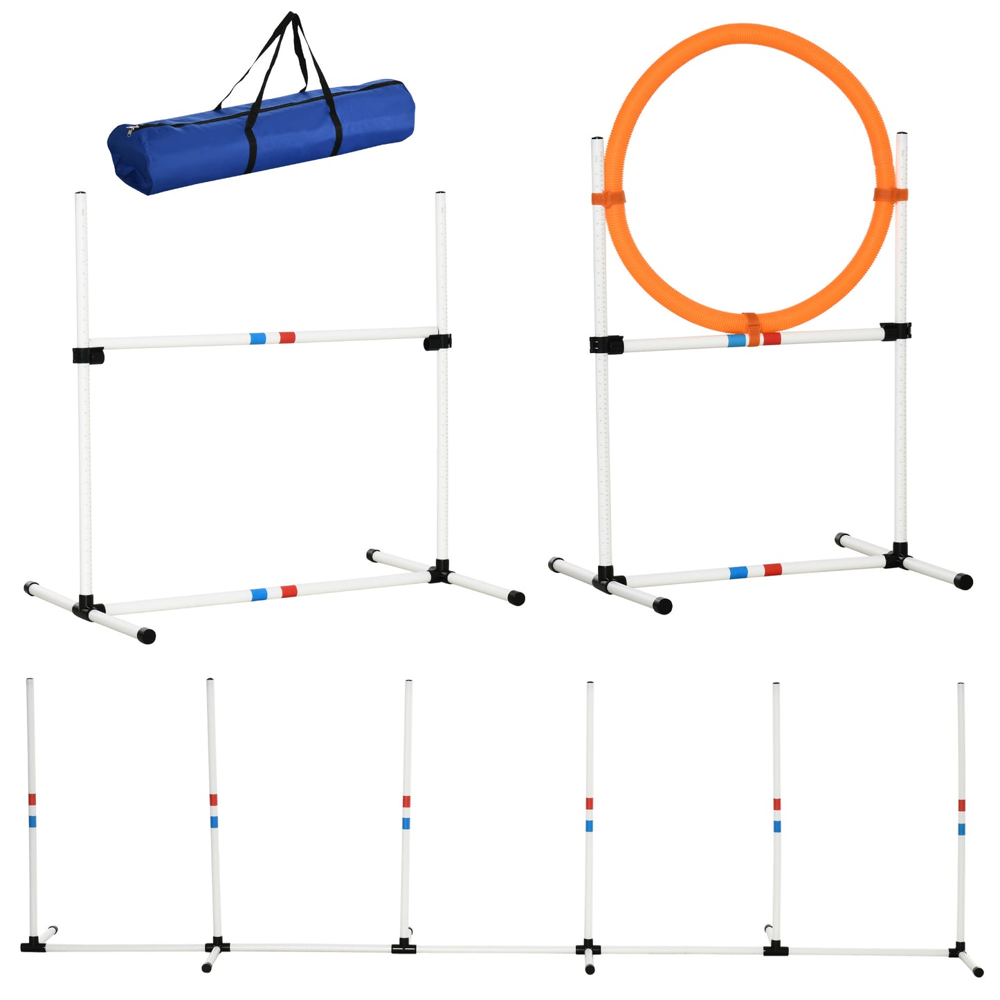 Photo of PawHut 3 Piece Pet Agility Training Equipment Dog Play Run Jump Obedience Training Set Adjustable (Pole + Hoop + Hurdle) in Hurdle) colour on a white background