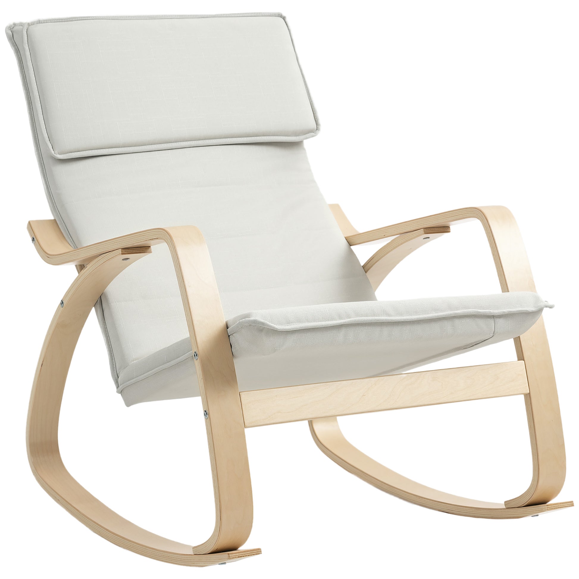 Photo of HOMCOM Comfortable Relax Rocking Chair, Upholstered Lounge Chair Recliner with High Back and Headrest for Living Room, Bedroom, Cream White in White colour on a white background