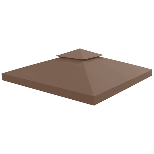 Photo of Outsunny 3x3 m Double-Tier Canopy Top Replacement-Coffee in Replacement-Coffee colour on a white background