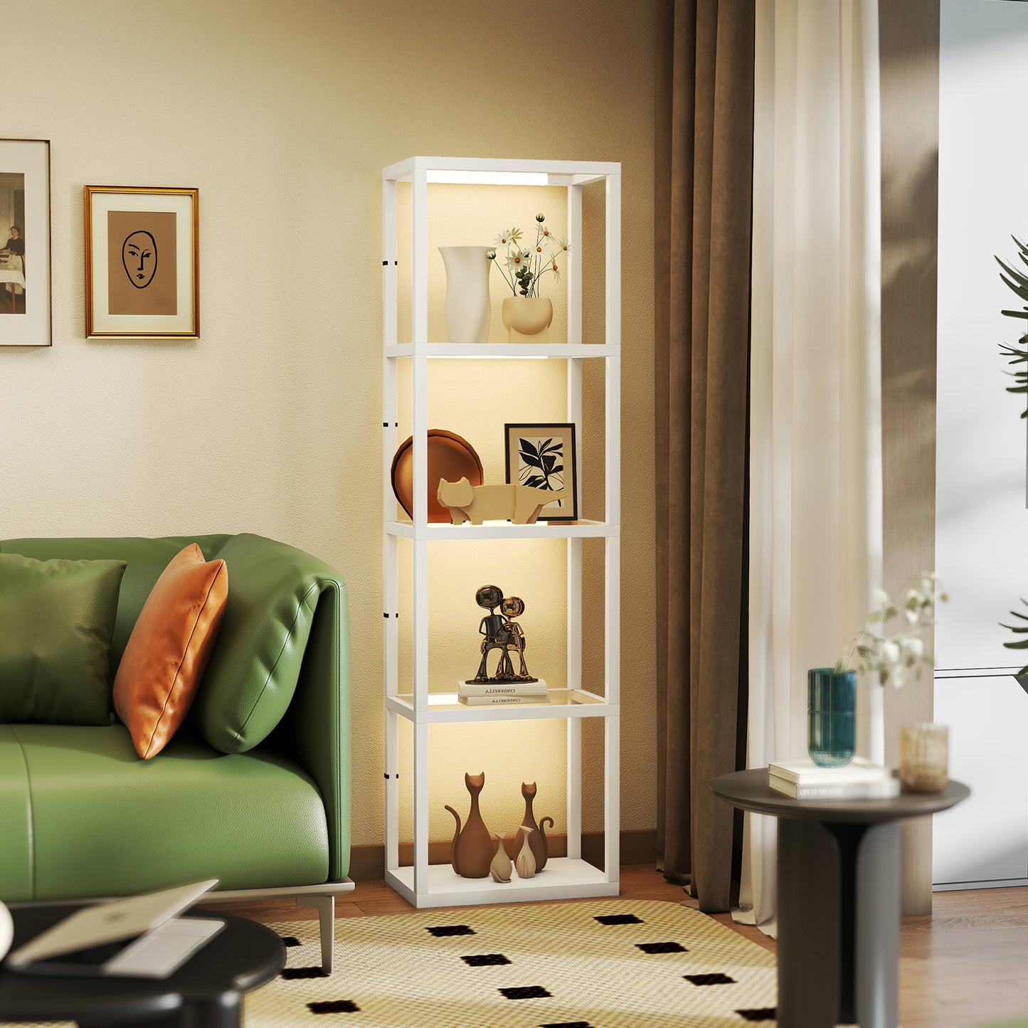 HOMCOM Four-Shelf Floor Lamp - White