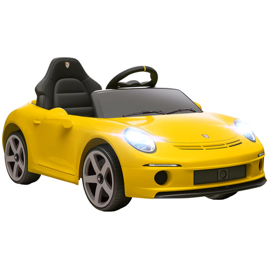 Photo of AIYAPLAY Kids Electric Car, 12V Licensed RUF GT Ride on Car with Suspension, Remote Control, Music for 3-5 Years Yellow in Yellow colour on a white background