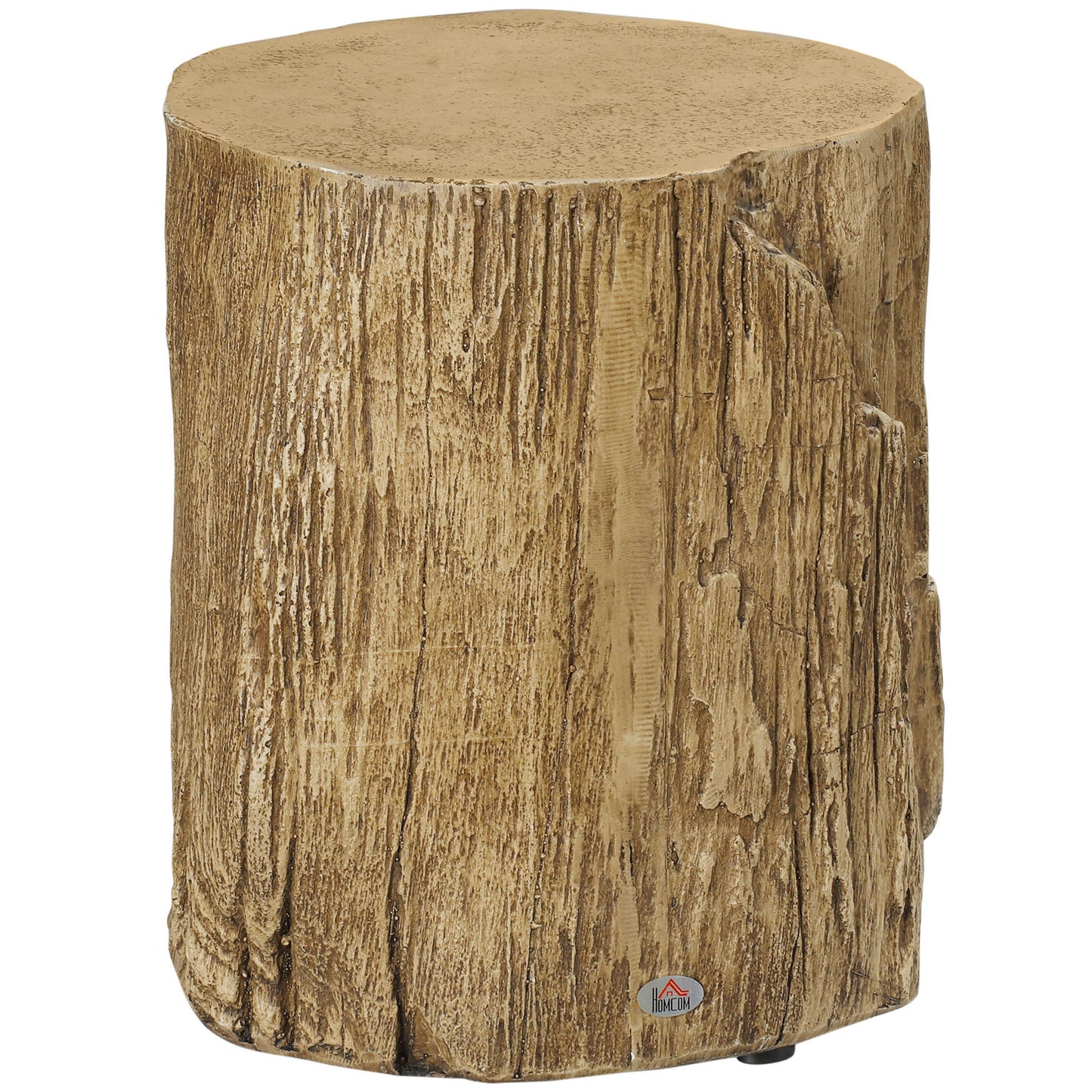Photo of HOMCOM Tree Stump End Table, Round Concrete Side Table for Indoor and Outdoor Use, Natural Wood Effect in Effect colour on a white background