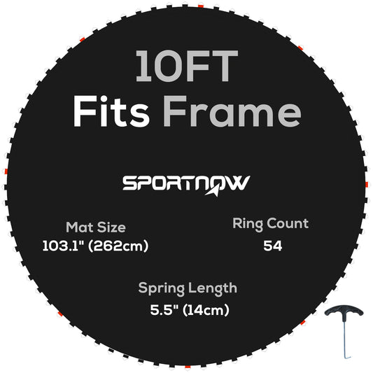 Photo of SPORTNOW Trampoline Replacement Mat with Spring Pull Tool, 54 V-Hooks, for 10ft Trampoline using 14cm Springs, Black in Black colour on a white background