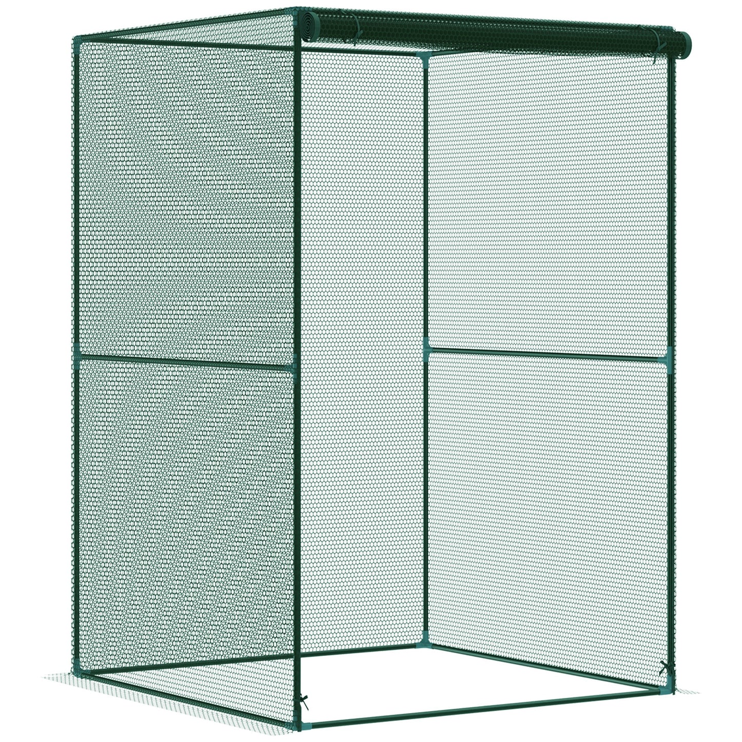 Photo of Outsunny 120 x 120cm Compact Plant Cage, with Netting - Green in Green colour on a white background