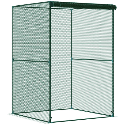 Photo of Outsunny 120 x 120cm Compact Plant Cage, with Netting - Green in Green colour on a white background