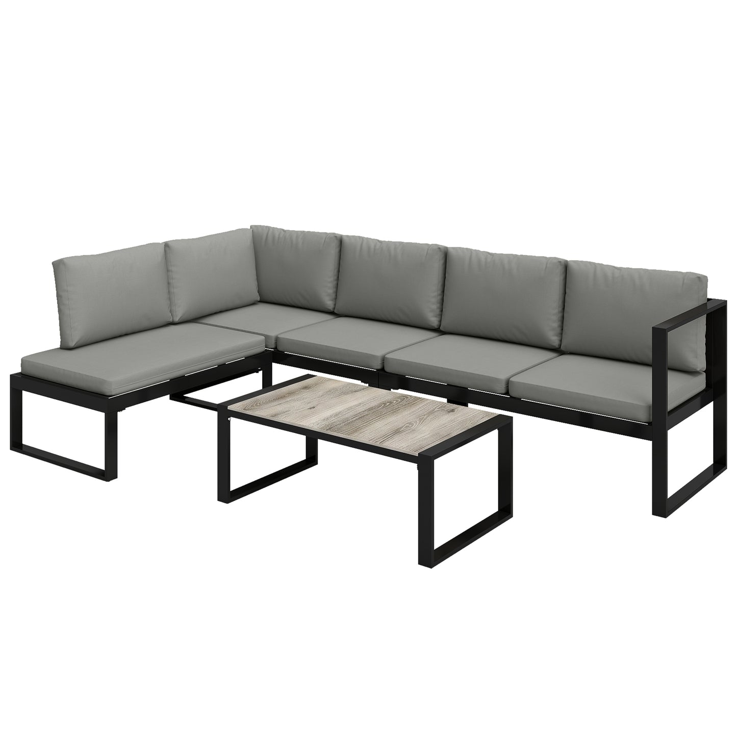 Photo of Outsunny 4 Piece Garden Furniture Set, Garden Sofa Set with 2 Loveseats, Armless Chair, Coffee Table for Balcony, Dark Grey in Grey colour on a white background