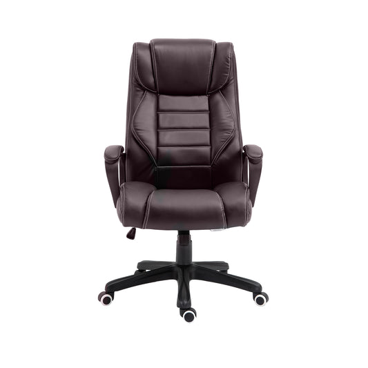 Photo of Vinsetto Office Chair with 6-Point Maaage, PU Desk Chair with Padded Seat and Armrest, Computer Chair with Tilt Function for Home, Brown in Brown colour on a white background