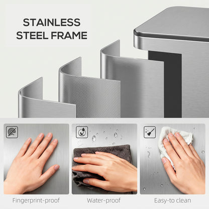 Stainless steel triple pedal bin frame with a fingerprint-resistant finish