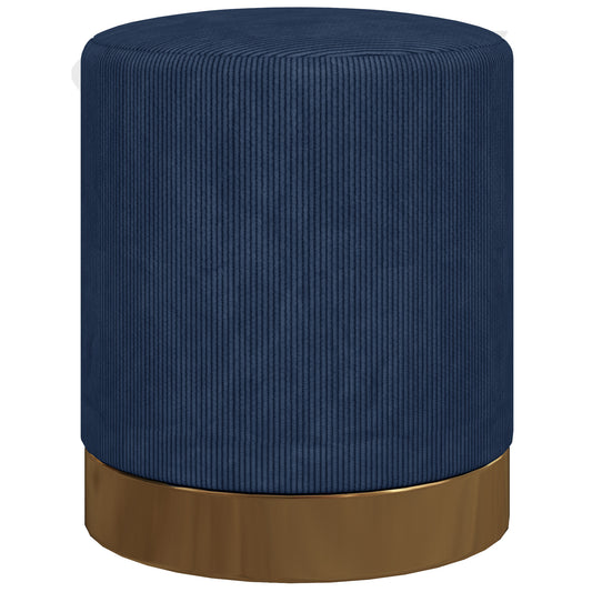 Photo of HOMCOM Soft Padded Corduroy Footstool - Dark Blue in Blue colour on a white background