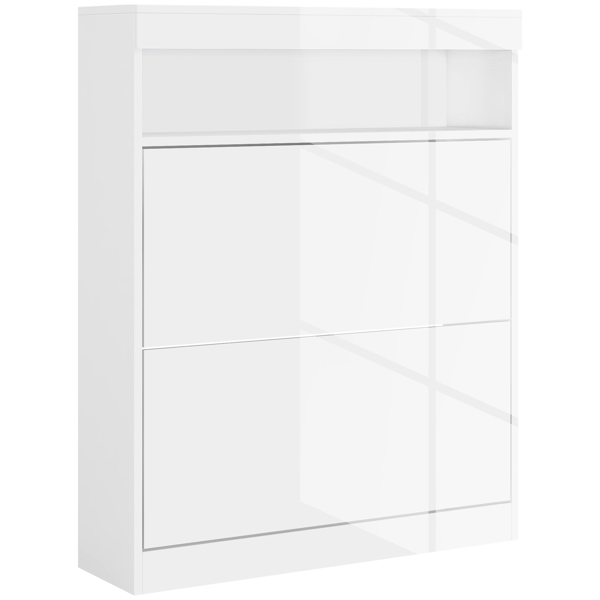 Photo of HOMCOM 16 Shoe Pair Storage Cabinet, with Flip Doors - High Gloss White in White colour on a white background