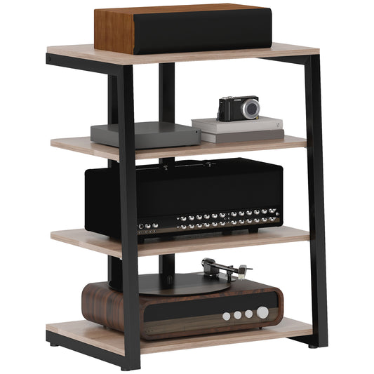 Photo of HOMCOM HiFi Stand, with Four Storage Shelves - Grey in Grey colour on a white background