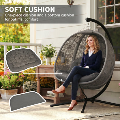 Outsunny egg chair with one-piece seat cushion and separate bottom cushion