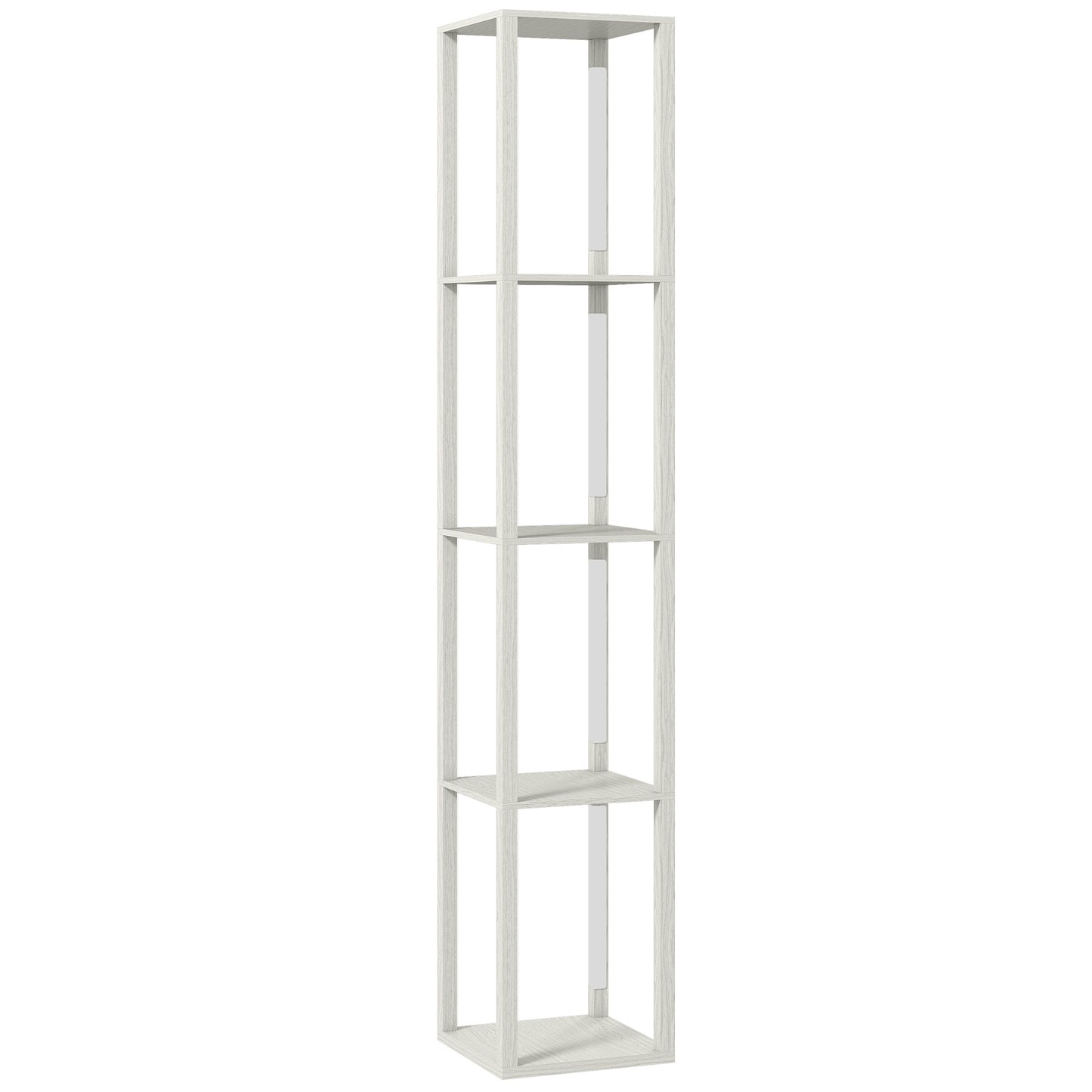 Photo of HOMCOM Floor Lamp with Shelves and 3 Brightness Levels - Oak in Oak colour on a white background