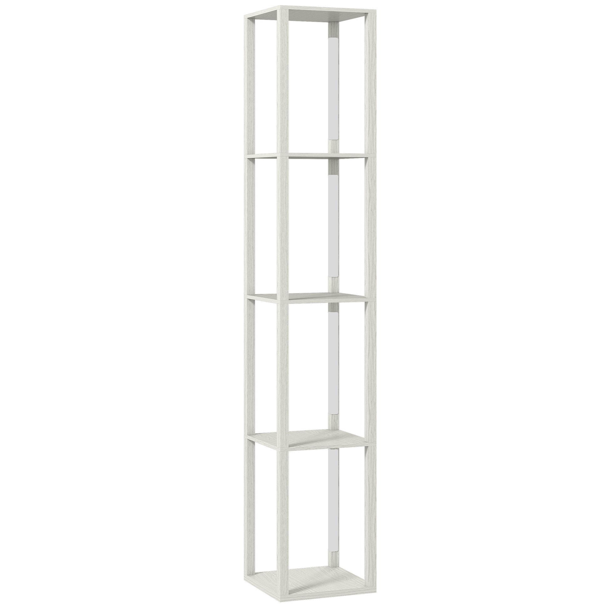 Photo of HOMCOM Floor Lamp with Shelves and 3 Brightness Levels - Oak in Oak colour on a white background