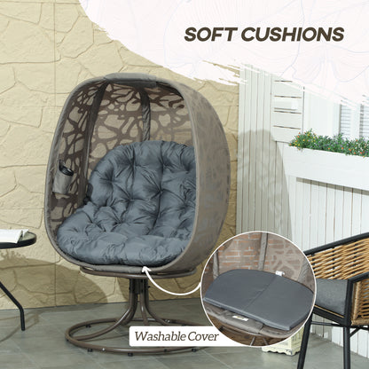 Outsunny egg chair with soft tufted cushions and removable washable seat cover