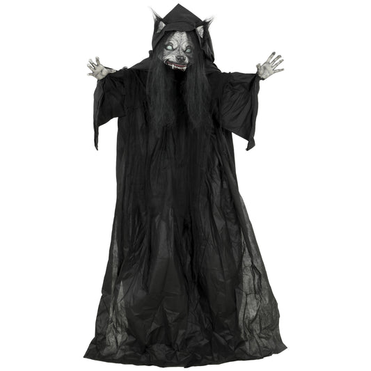Photo of HOMCOM 67"/170cm Life Size Animated Ghost with Werewolf Mask, Halloween Decorations Outdoor Indoor, Scary Halloween Animatronic in Animatronic colour on a white background