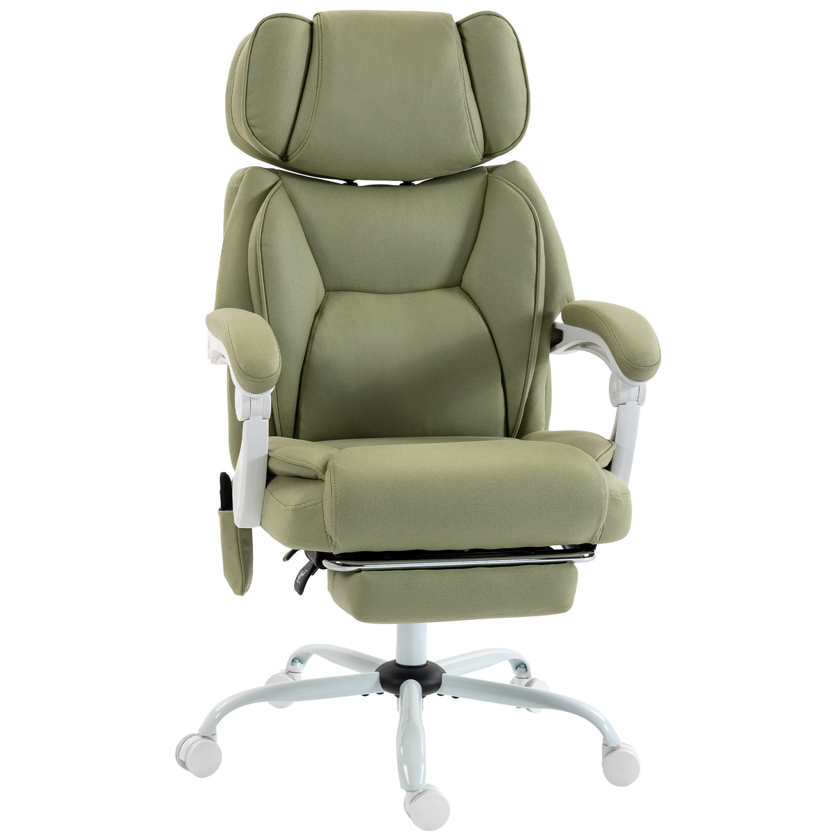 Photo of HOMCOM High Back Vibration Massage Office Chair Heated Reclining Computer Chair w/ Adjustable Height, Swivel Wheels, Lime Green in Green colour on a white background