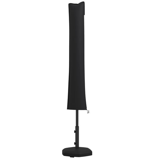Photo of Outsunny Parasol Cover, Cantilever Umbrella Cover for 2-3.5 m Parasols, 420D Oxford Fabric Banana Umbrella Protector with Zipper for Outdoor Garden, Patio, Black in Black colour on a white background