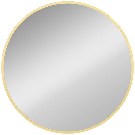 Photo of HOMCOM 61cm Decorative Wall Mirror for Bedroom Living Room, Modern Round Bathroom Mirror for Home Decor, Gold Tone in Tone colour on a white background