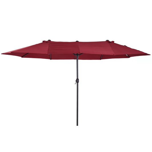 Photo of Outsunny 4.6m Double-Sided Patio Parasol Sun Umbrella-Wine Red in Red colour on a white background
