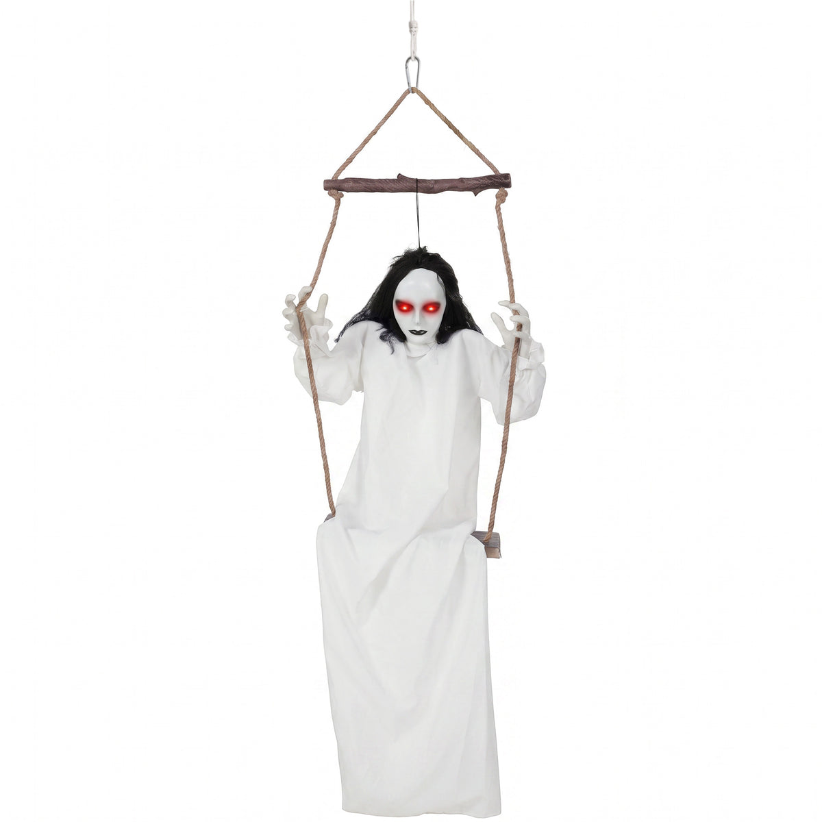 Photo of HOMCOM 170cm Animated Hanging Swing Ghost Halloween Decoration, Sound Touch Activated Ghost Halloween Animatronic in Animatronic colour on a white background