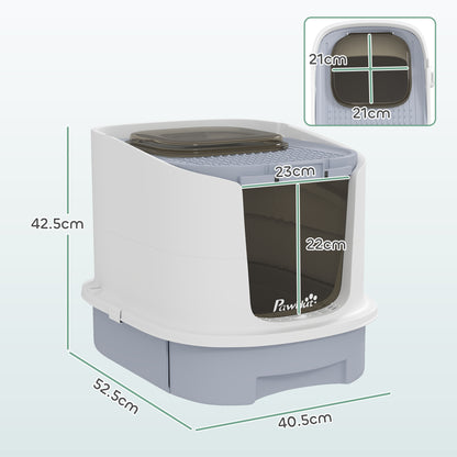 PawHut top-entry cat litter box with dimensions marked