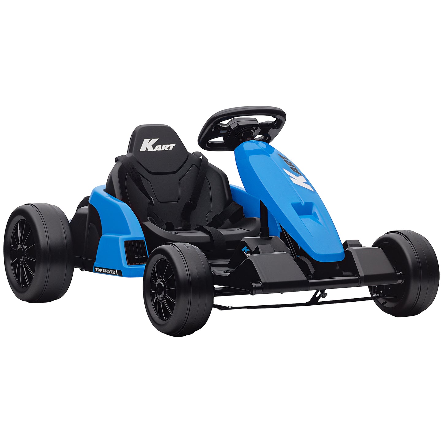 Photo of AIYAPLAY 24V Electric Go Kart, Drift Kart with Adjustable Seat, Slow Start, 5-Point Harness, Music, for 6-12 Years, Blue in Blue colour on a white background