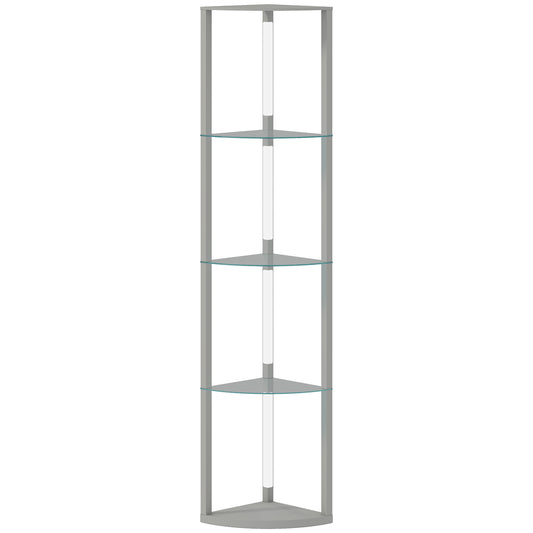 Photo of HOMCOM LED Floor Lamp with Shelves, Dimmable Standing Lamp with Foot Switch for Living Room, Bedroom, Grey in Grey colour on a white background