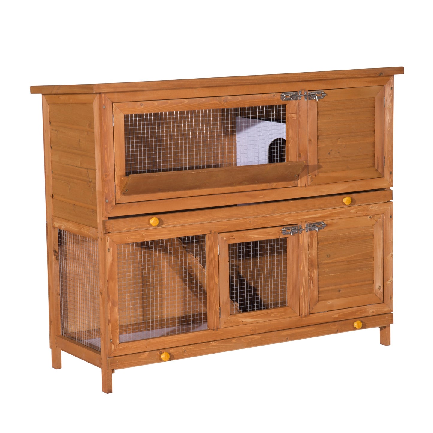 Photo of PawHut 48-Inch Antifungal Fir Board Guinea Pigs Hutches Sauce Yellow in Yellow colour on a white background