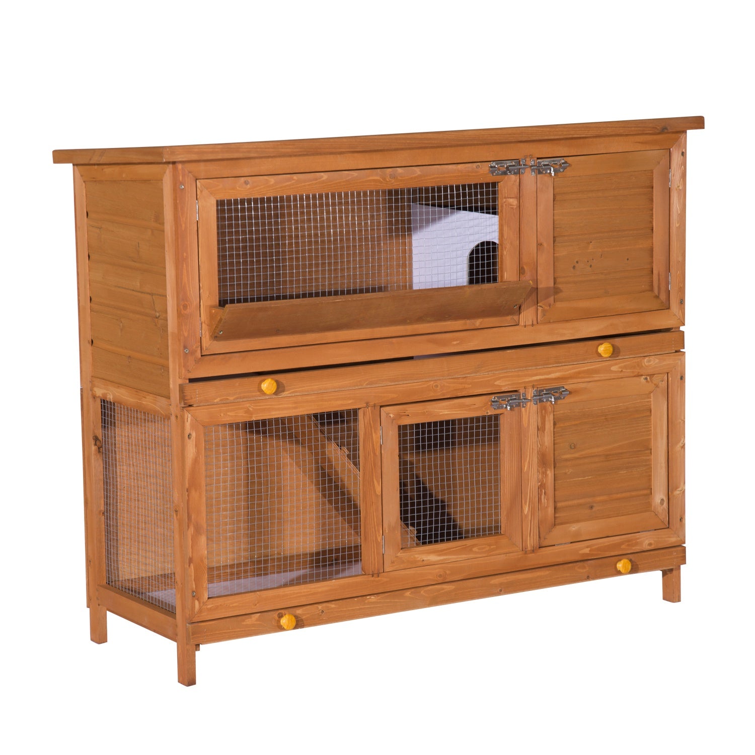 Photo of PawHut 48-Inch Antifungal Fir Board Guinea Pigs Hutches Sauce Yellow in Yellow colour on a white background