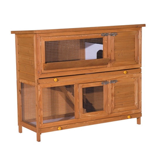 Photo of PawHut 48-Inch Antifungal Fir Board Guinea Pigs Hutches Sauce Yellow in Yellow colour on a white background