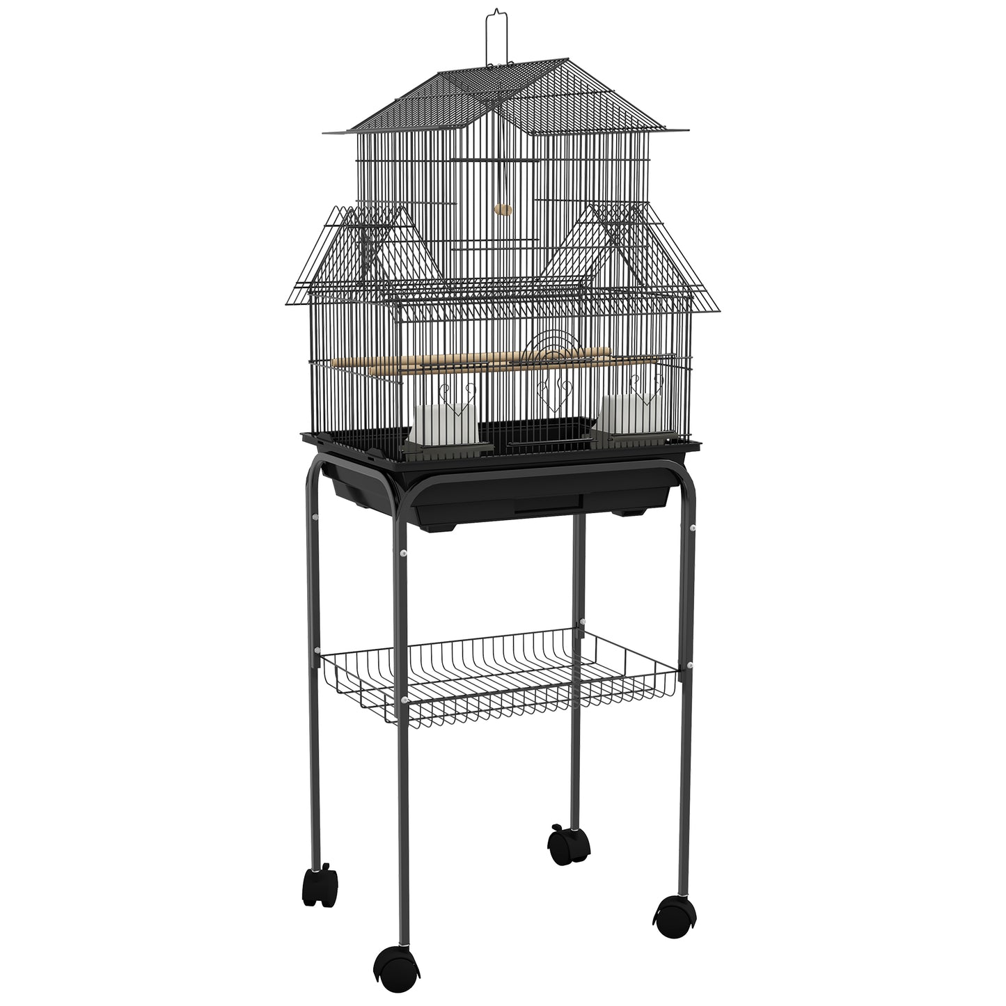 Photo of PawHut Metal Bird Cage with Plastic Swing, Perch, Food Container, Tray, Handle, for Finches, Canaries, Budgies, 43.5 x 33 x 121 in 121 colour on a white background