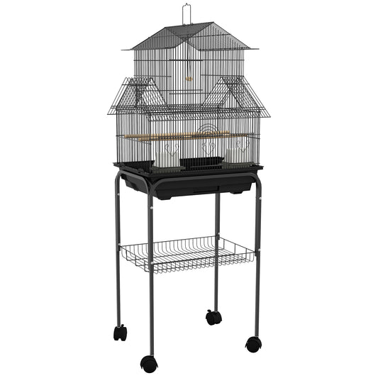 Photo of PawHut Metal Bird Cage with Plastic Swing, Perch, Food Container, Tray, Handle, for Finches, Canaries, Budgies, 43.5 x 33 x 121 in 121 colour on a white background