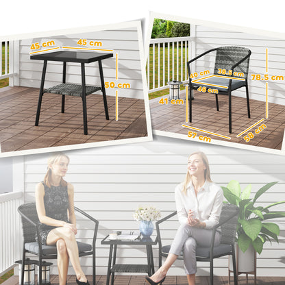Outsunny bistro set with size measurements for the chairs and table