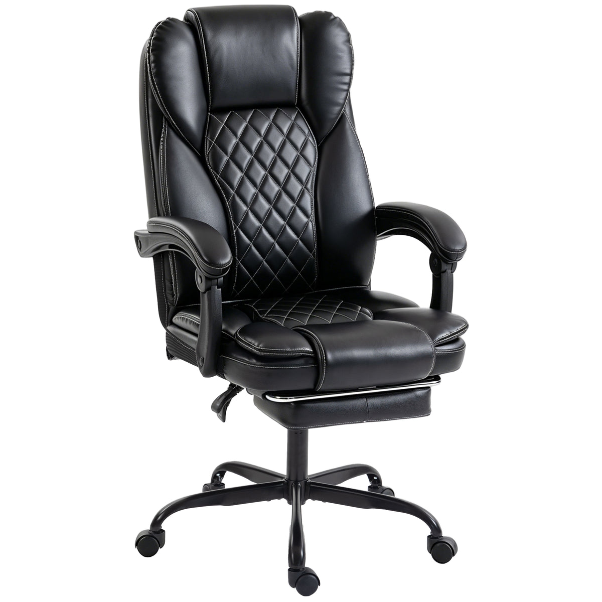 Photo of HOMCOM Executive Home Office Chair Reclining Function Footrest Computer Desk Chair High Back, Black in Black colour on a white background