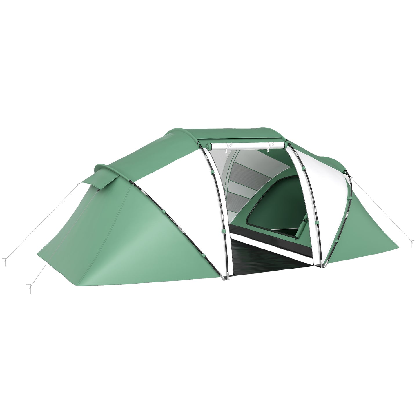 Photo of Outsunny 4-6 Man UV Protection Camping Tent - Green and White in White colour on a white background