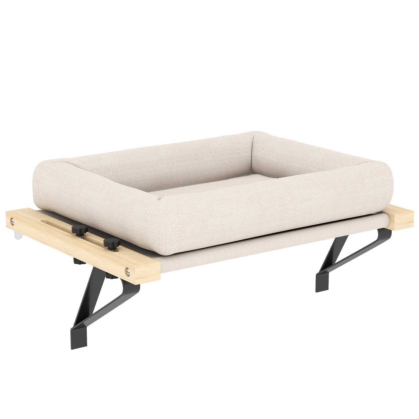 Photo of PawHut Cat Radiator Bed, Adjustable Hanging Cat Hammock with Removable and Washable Cushion for Indoor Cats, Cream White in White colour on a white background