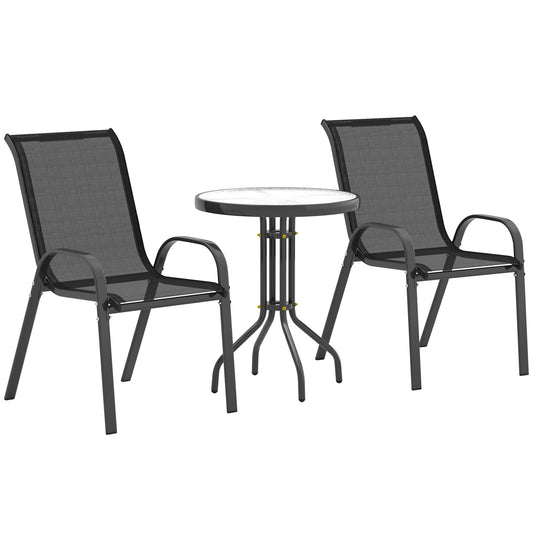 Photo of Outsunny Three-Piece Outdoor Garden Set - Black in Black colour on a white background