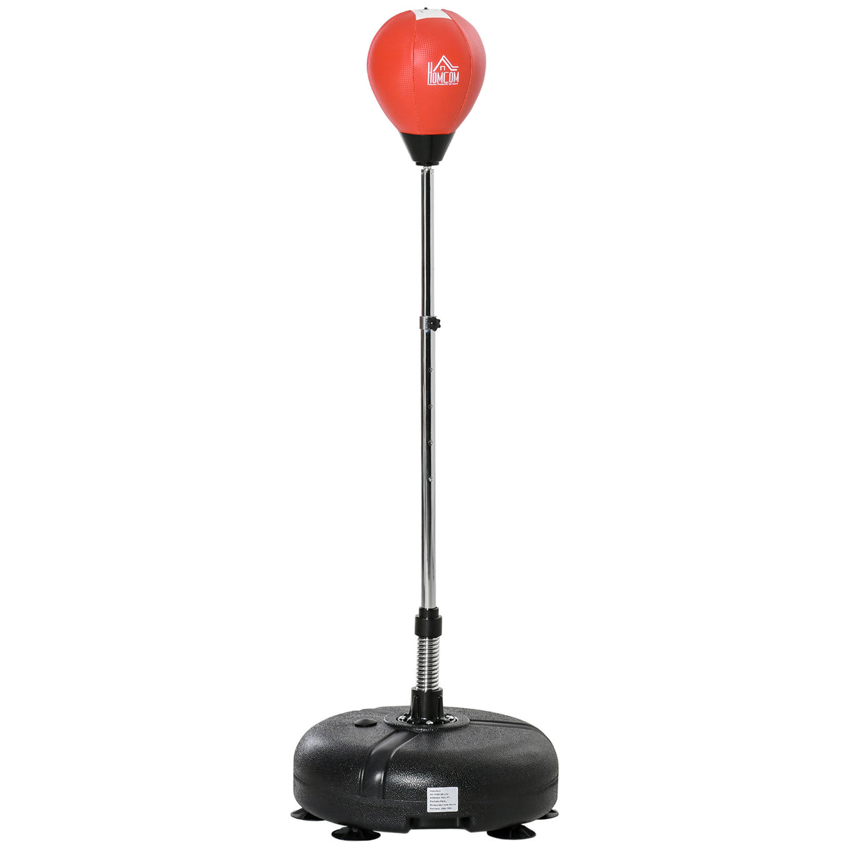 HOMCOM freestanding punching bag with red ball, adjustable metal pole, and black base