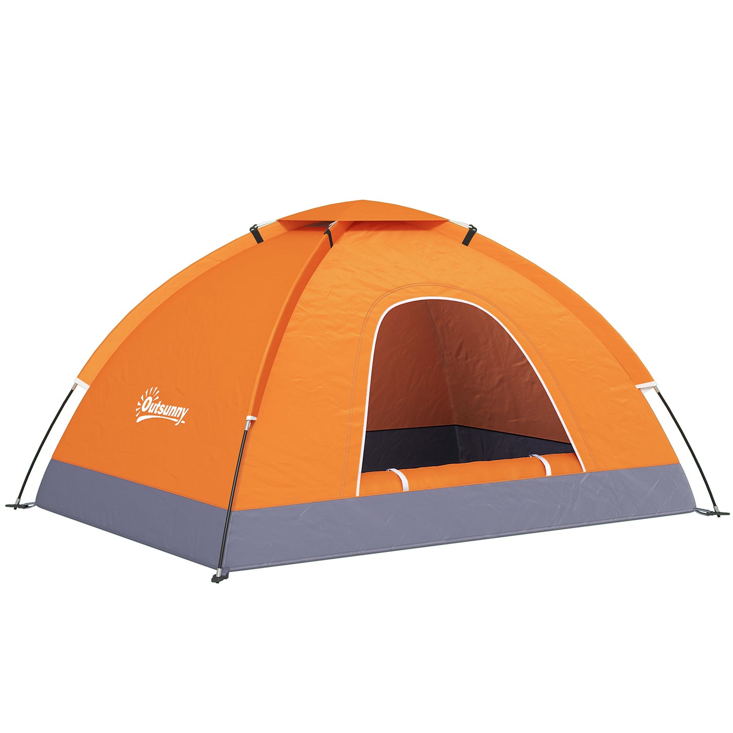 Photo of Outsunny 2 Person Camping Tent, Dome Tent with Zipped Doors, Storage Pocket, Portable Handy Bag, Orange in Orange colour on a white background