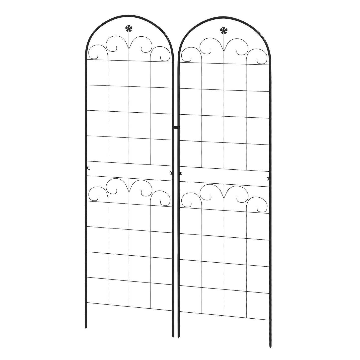 Photo of Outsunny Metal Trellis Set of 2, Garden Trellis for Climbing Plants Support Frames, Floral Design in Design colour on a white background