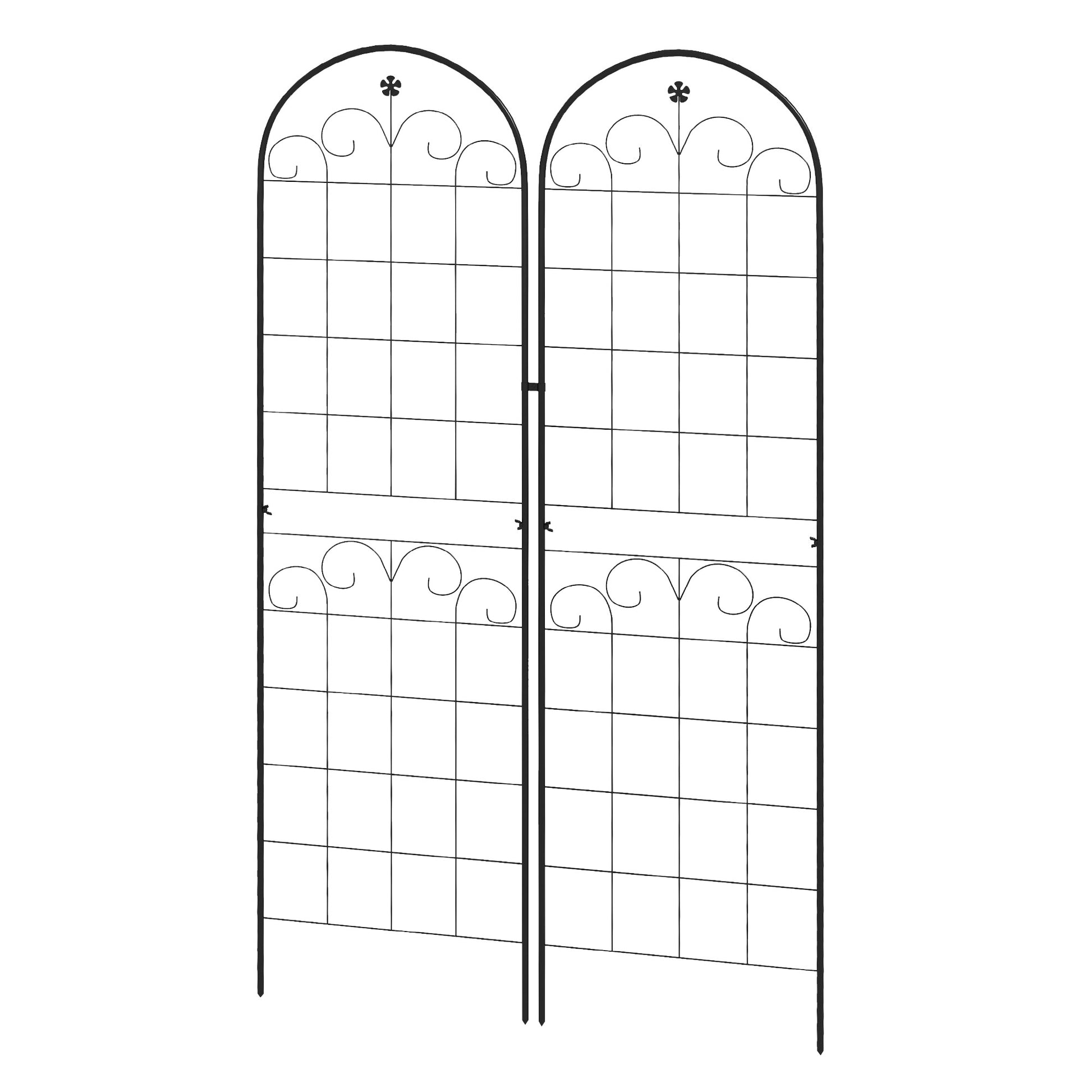 Photo of Outsunny Metal Trellis Set of 2, Garden Trellis for Climbing Plants Support Frames, Floral Design in Design colour on a white background