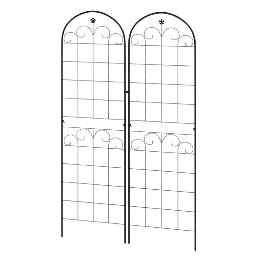 Photo of Outsunny Metal Trellis Set of 2, Garden Trellis for Climbing Plants Support Frames, Floral Design in Design colour on a white background