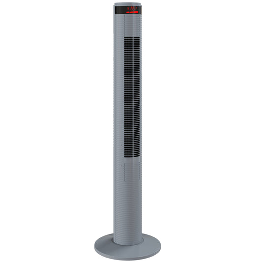 Photo of HOMCOM Oscillating Tower Fan Remote Control 3 Speed Modes Cooling Machine, Grey in Grey colour on a white background