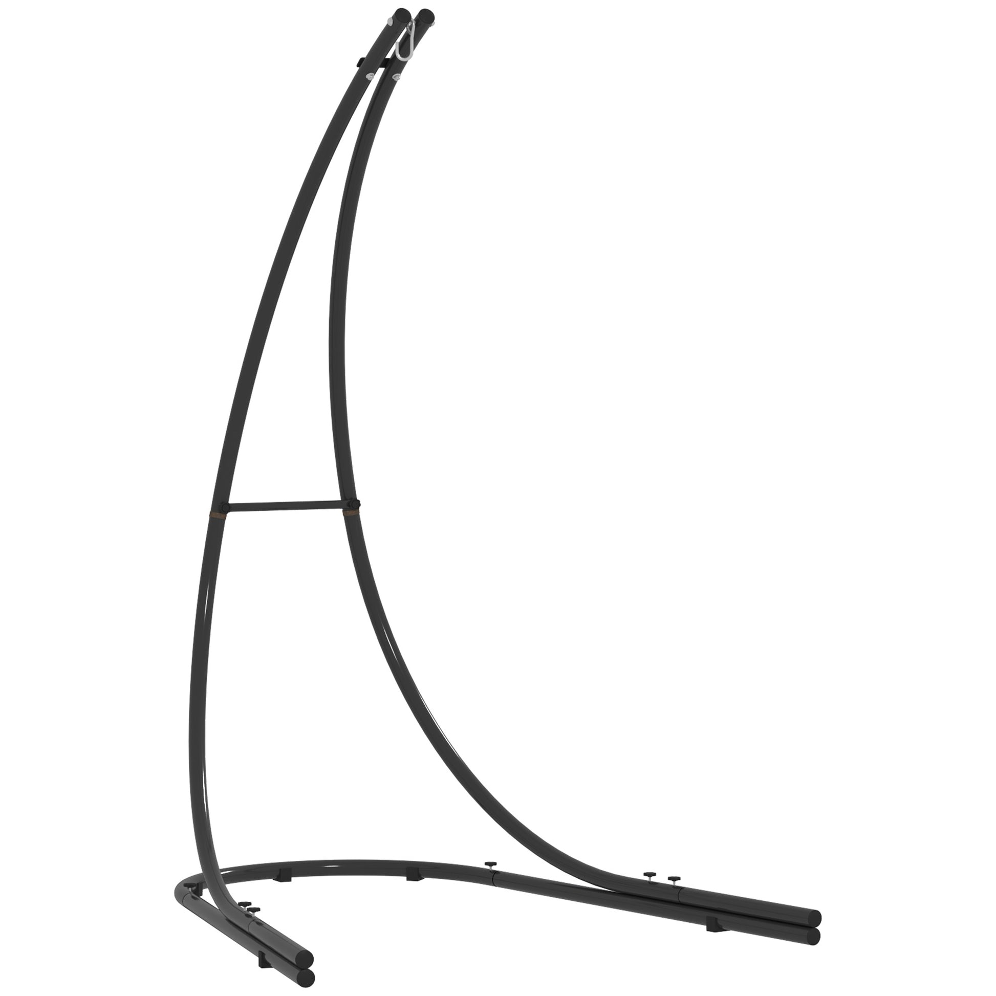 Photo of Outsunny Hammock Chair Stand Only, Hanging Chair Stand with Extra Large Base, Heavy Duty Metal Single Hammock Egg Swing Frame for Indoor Outdoor, 150 KG Load Capacity, Black in Black colour on a white background