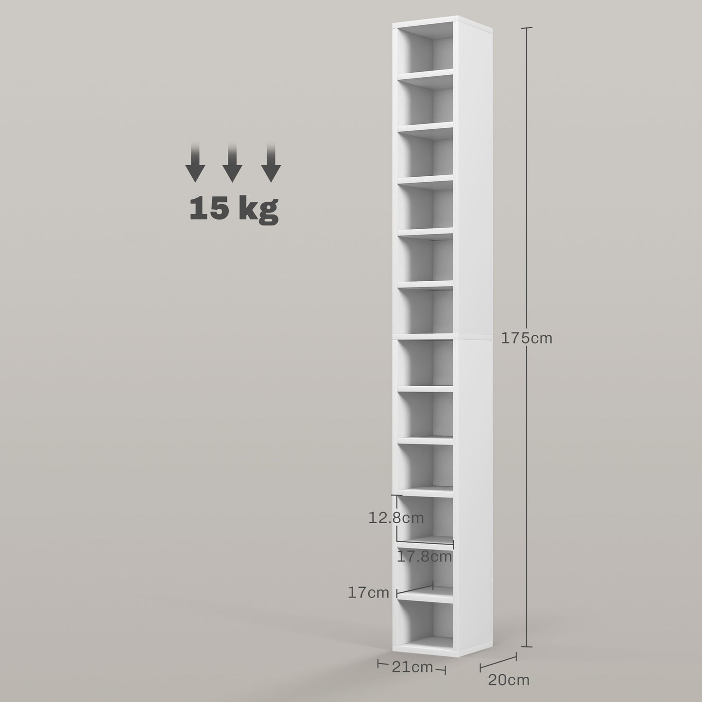 HOMCOM 204 CD Tall Narrow Media Storage Tower - White