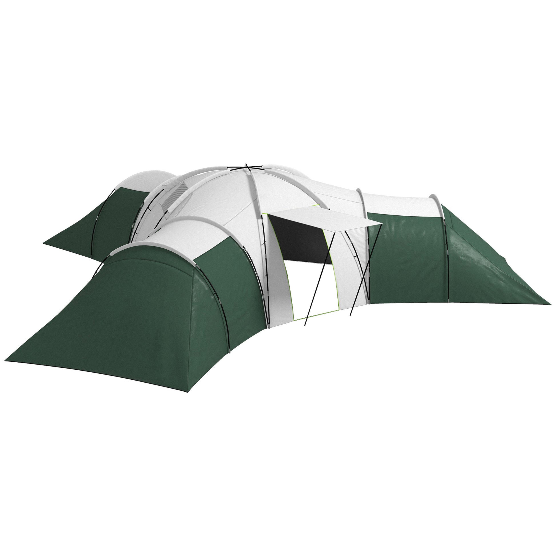 Photo of Outsunny 6-9 Man Tent with Bedrooms and Living Room, Accessories Included, Green in Green colour on a white background