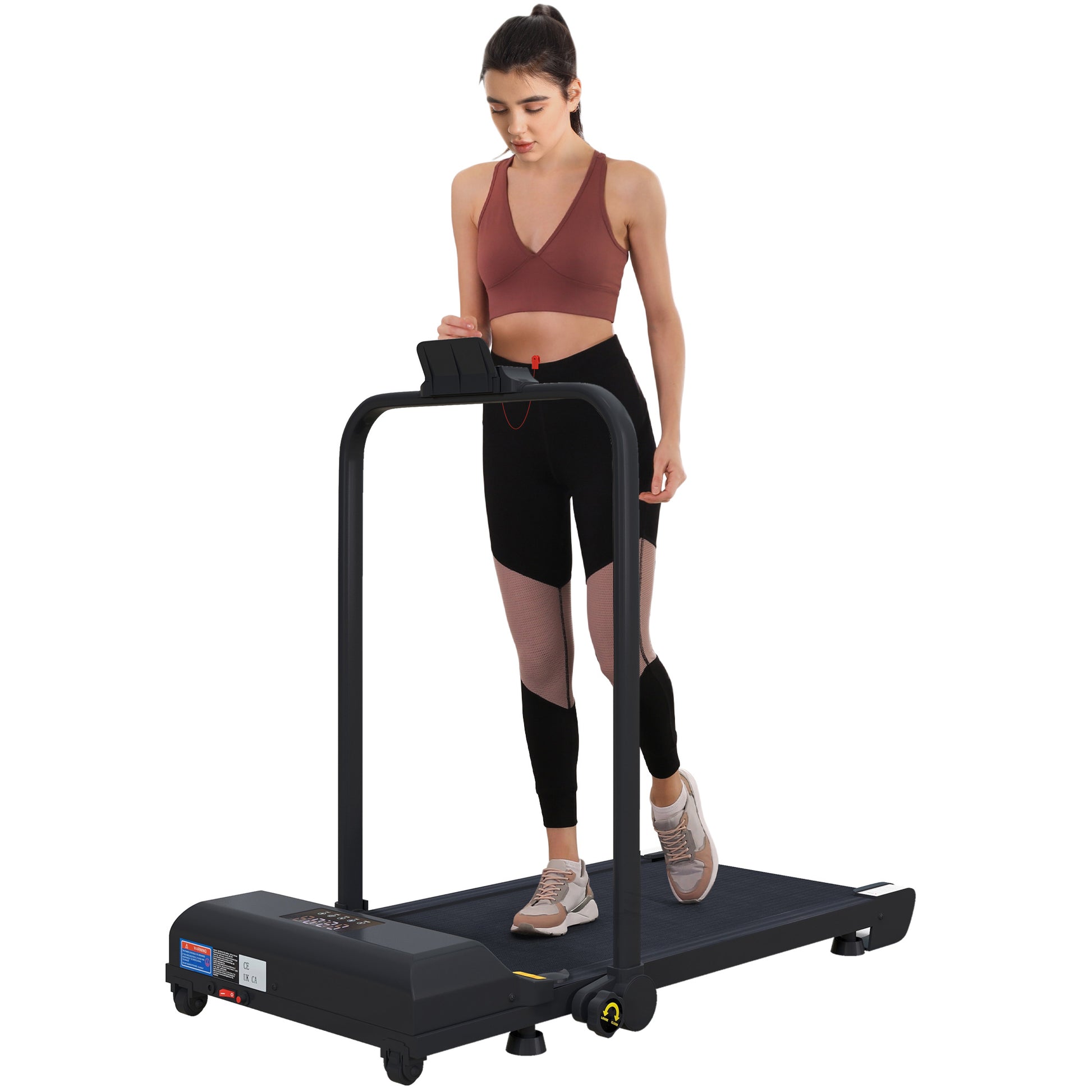 Photo of HOMCOM Walking Pad Treadmill, Folding Under Desk Treadmill, 1-10km/h, with Remote Control, Black in Black colour on a white background