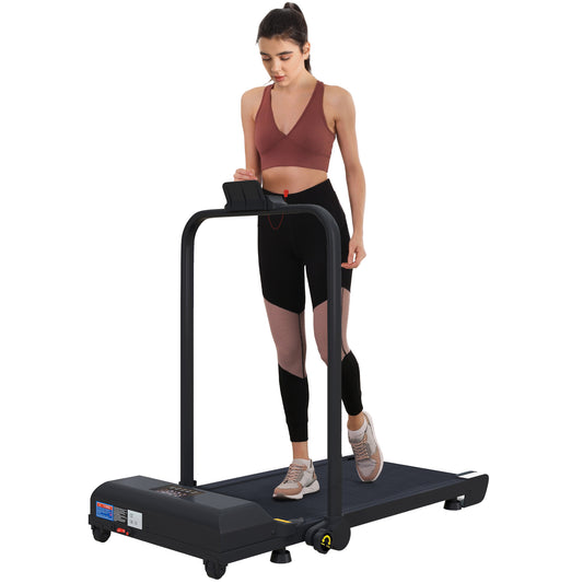Photo of HOMCOM Walking Pad Treadmill, Folding Under Desk Treadmill, 1-10km/h, with Remote Control, Black in Black colour on a white background